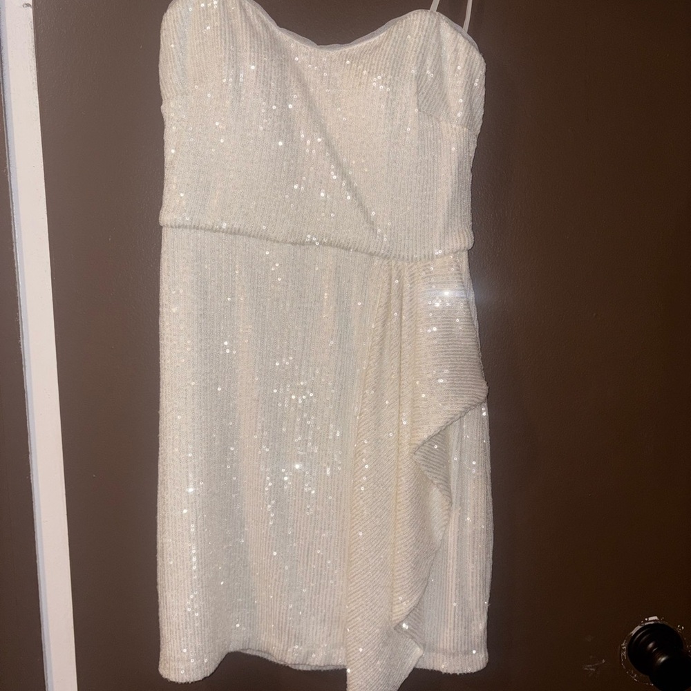 Bridal Aqua Shimmering White Strapless Dress